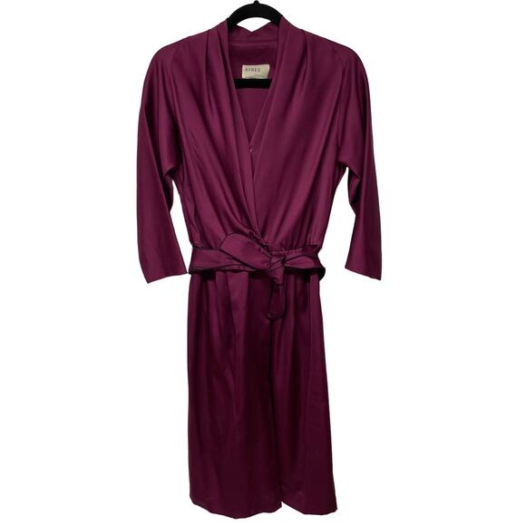 Ayres E. Eysen Vintage Purple Satin Wrap Front Dress VTG Size 6 Long Sleeve MOD - Picture 6 of 11
